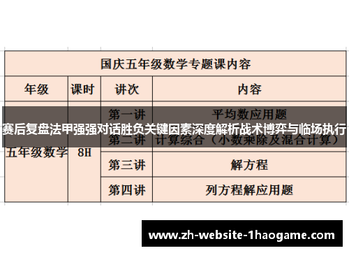 赛后复盘法甲强强对话胜负关键因素深度解析战术博弈与临场执行